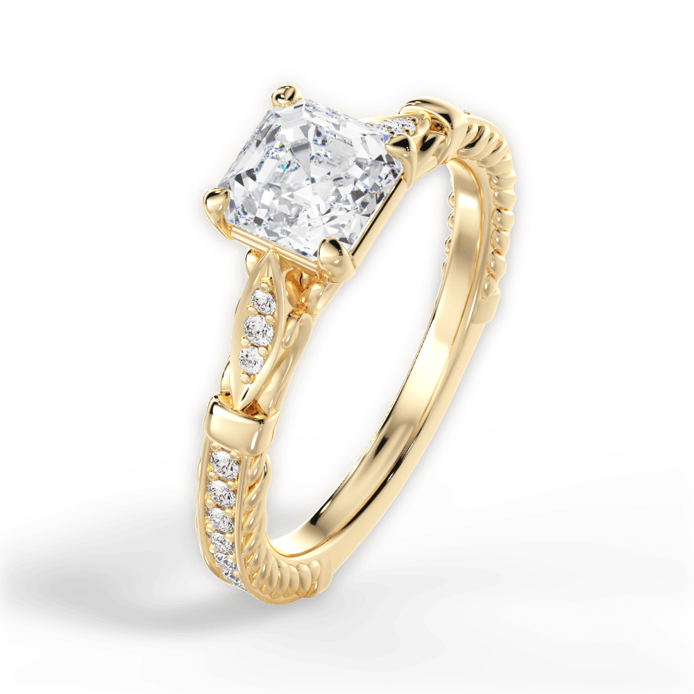 14kt Yellow Gold/18kt Yellow Gold/asscher/side