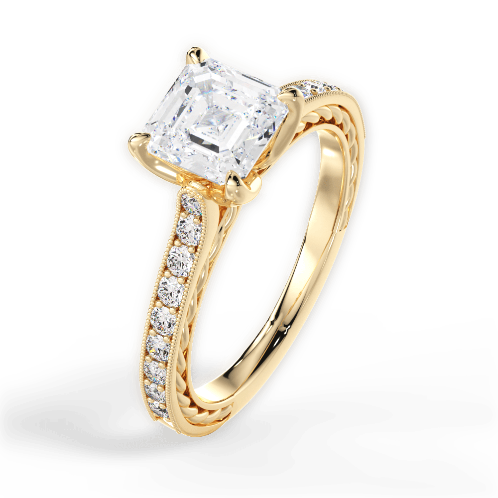 14kt Yellow Gold/18kt Yellow Gold/asscher/side