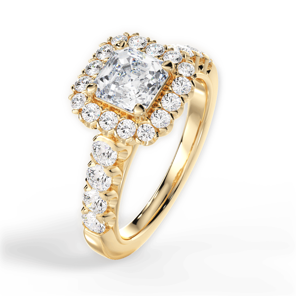 14kt Yellow Gold/18kt Yellow Gold/asscher/side