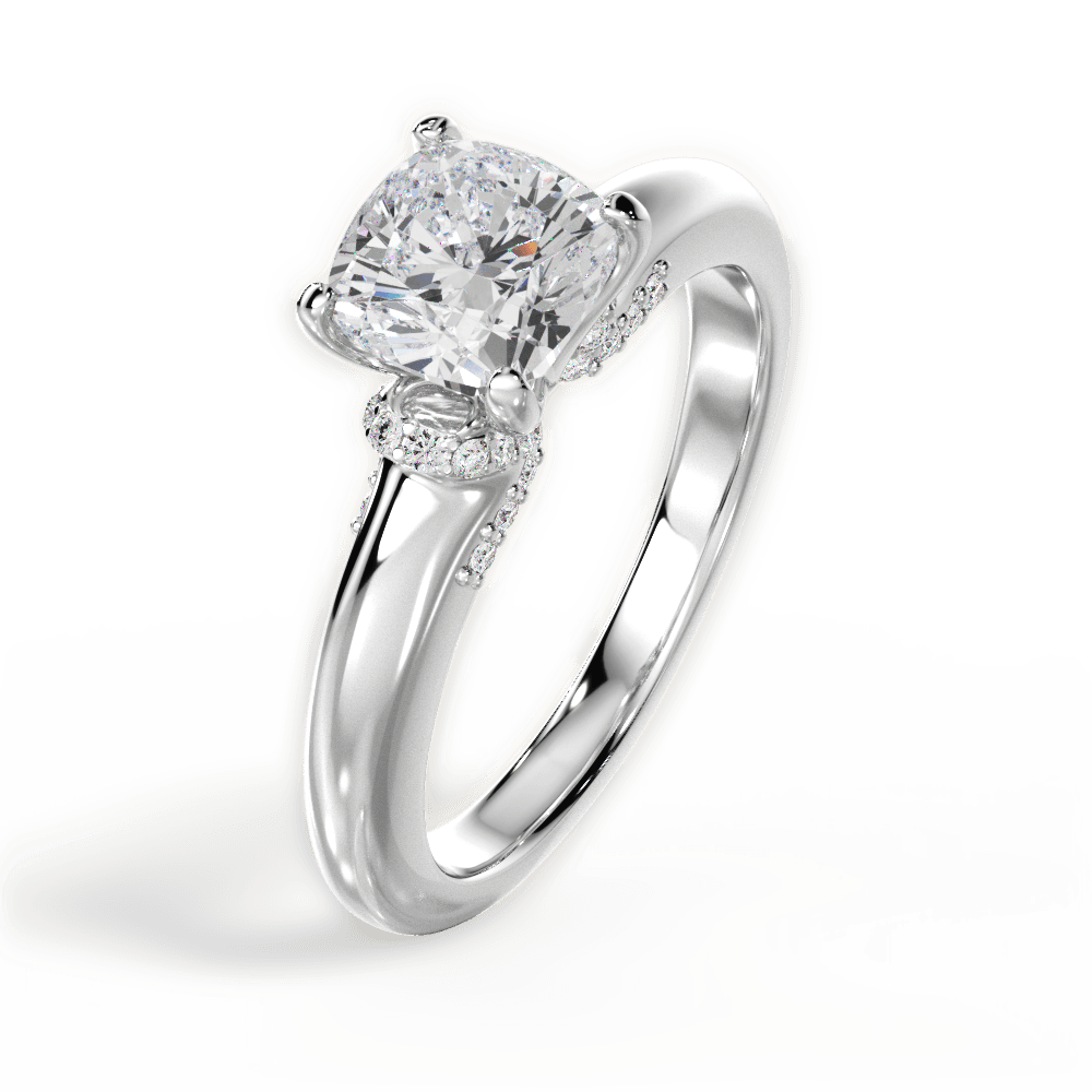 14kt White Gold/18kt White Gold/Platinum/cushion/side