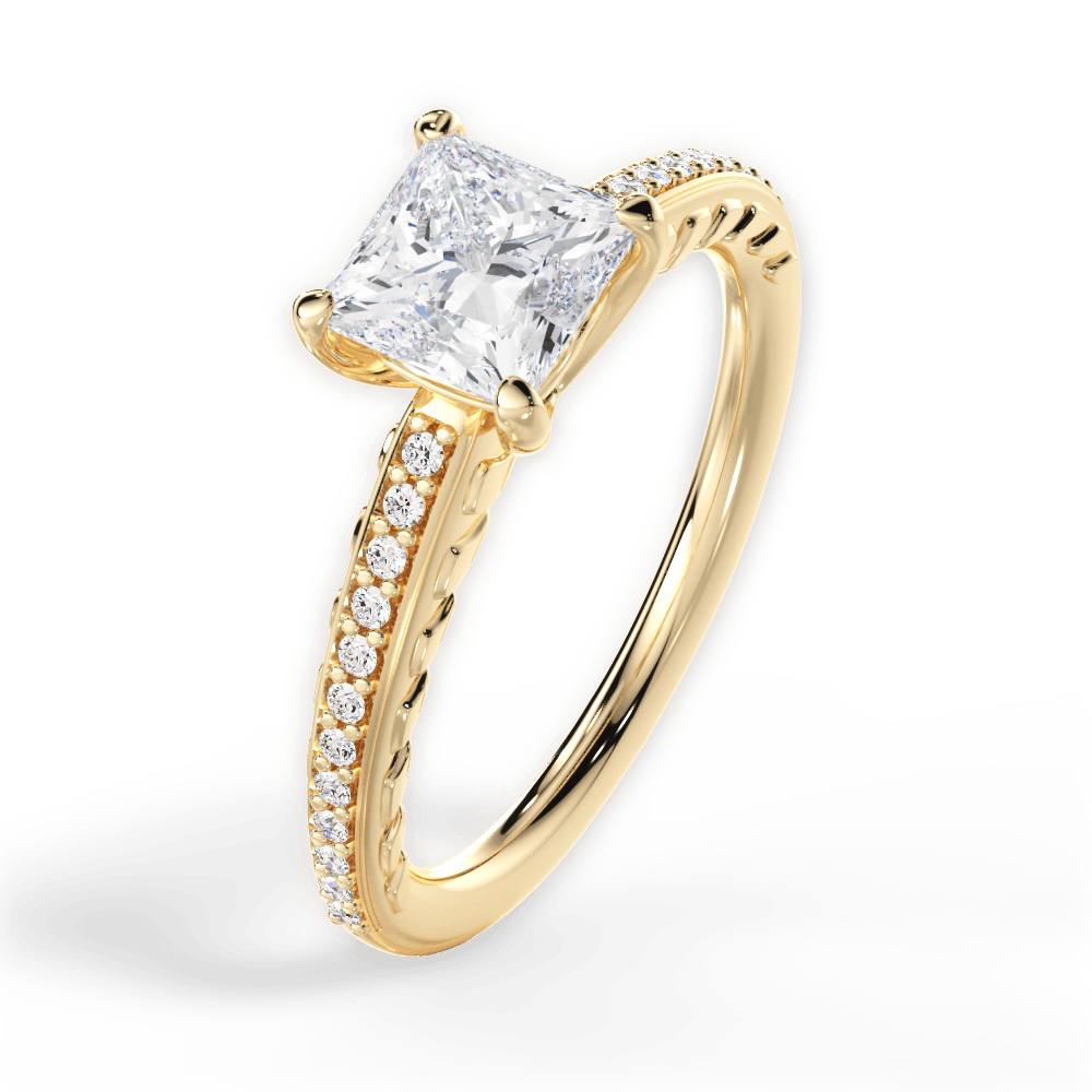 14kt Yellow Gold/18kt Yellow Gold/princess/side