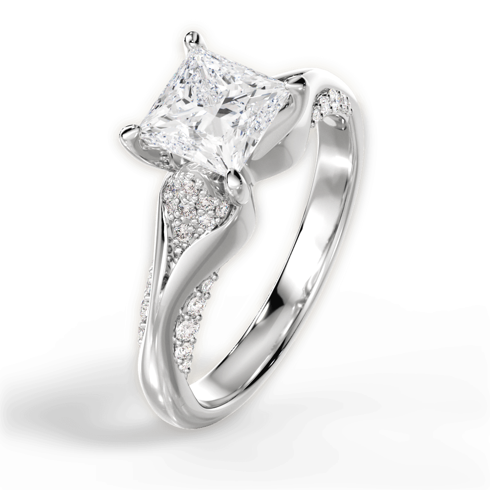 14kt White Gold/18kt White Gold/Platinum/princess/side