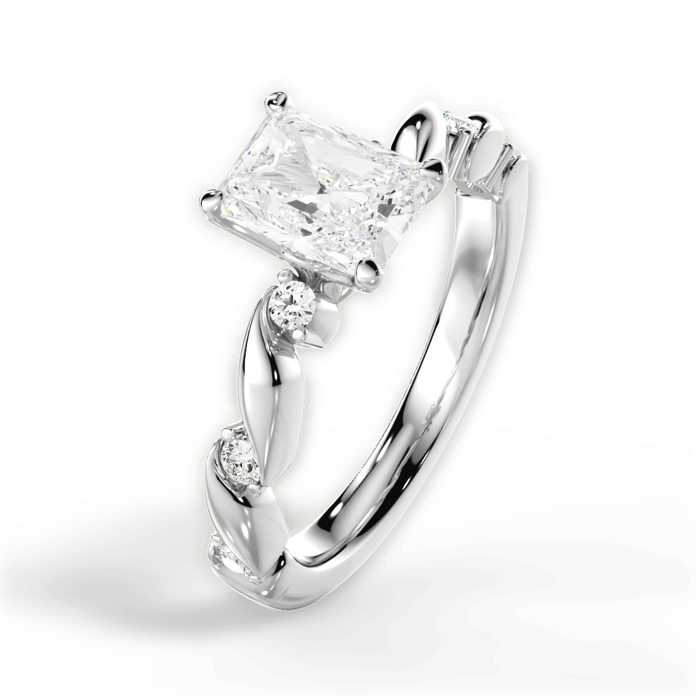 14kt White Gold/18kt White Gold/Platinum/radiant/side