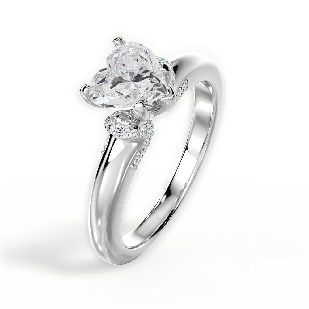 14kt White Gold/18kt White Gold/Platinum/heart/side