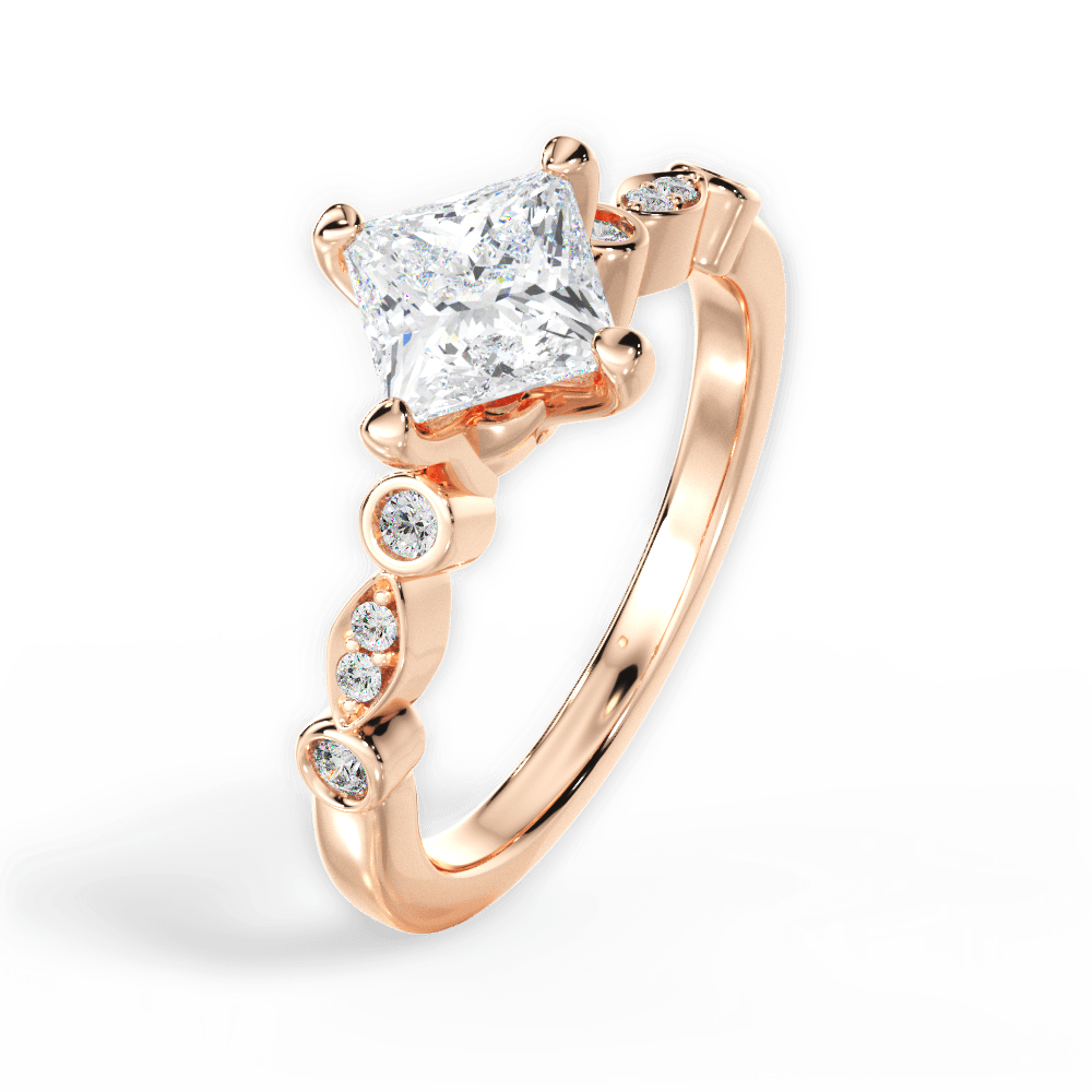 14kt Rose Gold/18kt Rose Gold/princess/side