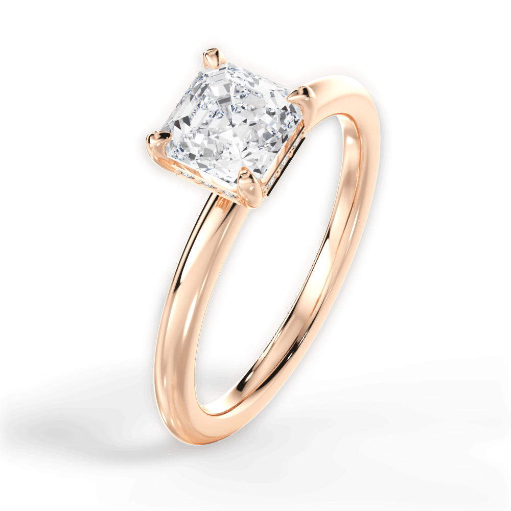 14kt Rose Gold/18kt Rose Gold/asscher/side