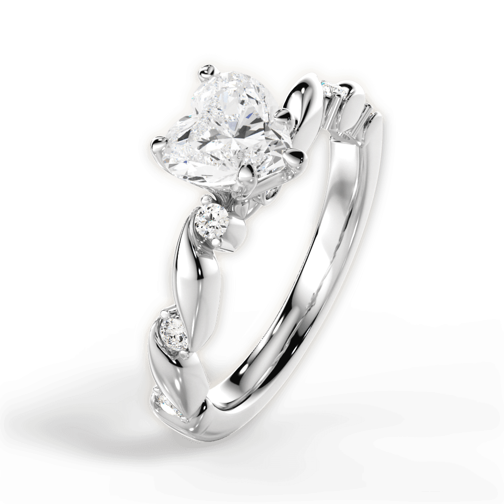 14kt White Gold/18kt White Gold/Platinum/heart/side