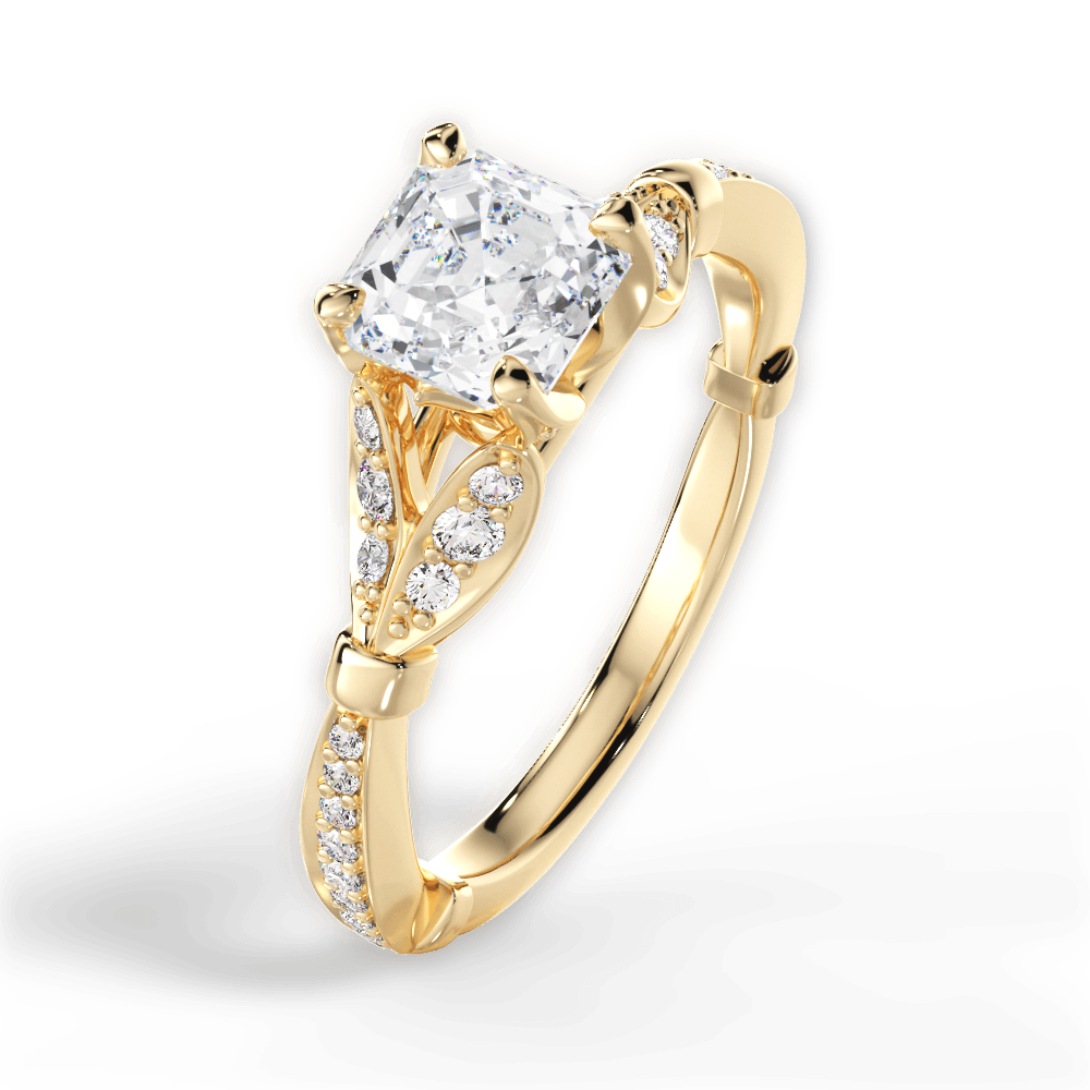 14kt Yellow Gold/18kt Yellow Gold/asscher/side