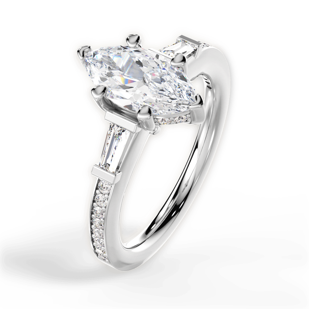 14kt White Gold/18kt White Gold/Platinum/marquise/side