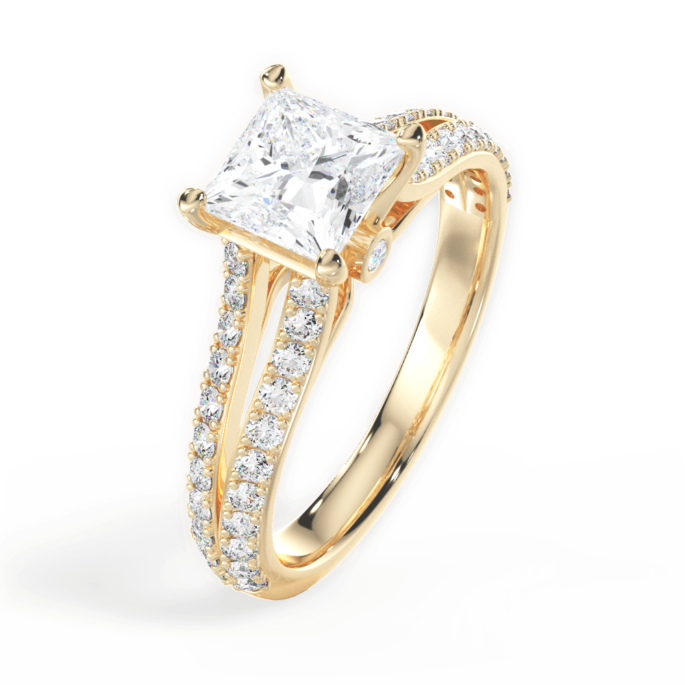 14kt Yellow Gold/18kt Yellow Gold/princess/side
