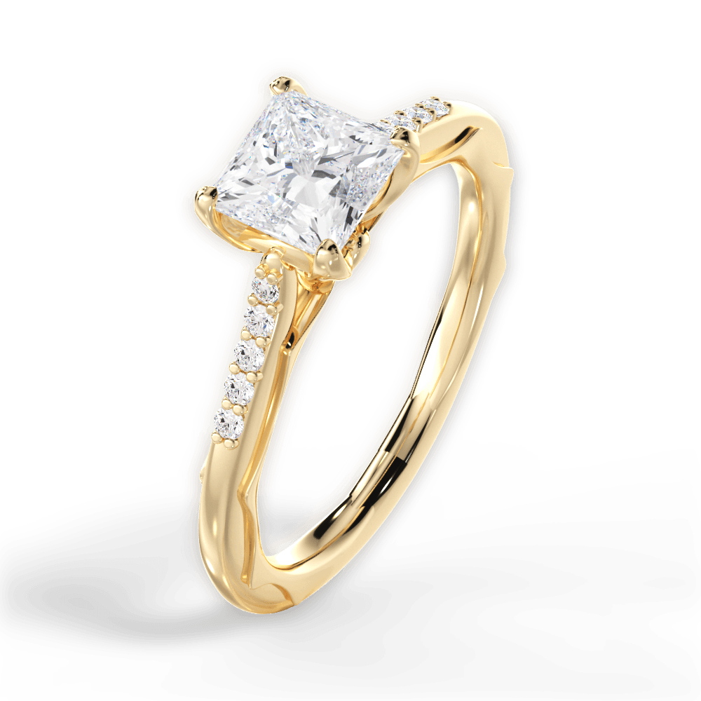 14kt Yellow Gold/18kt Yellow Gold/princess/side
