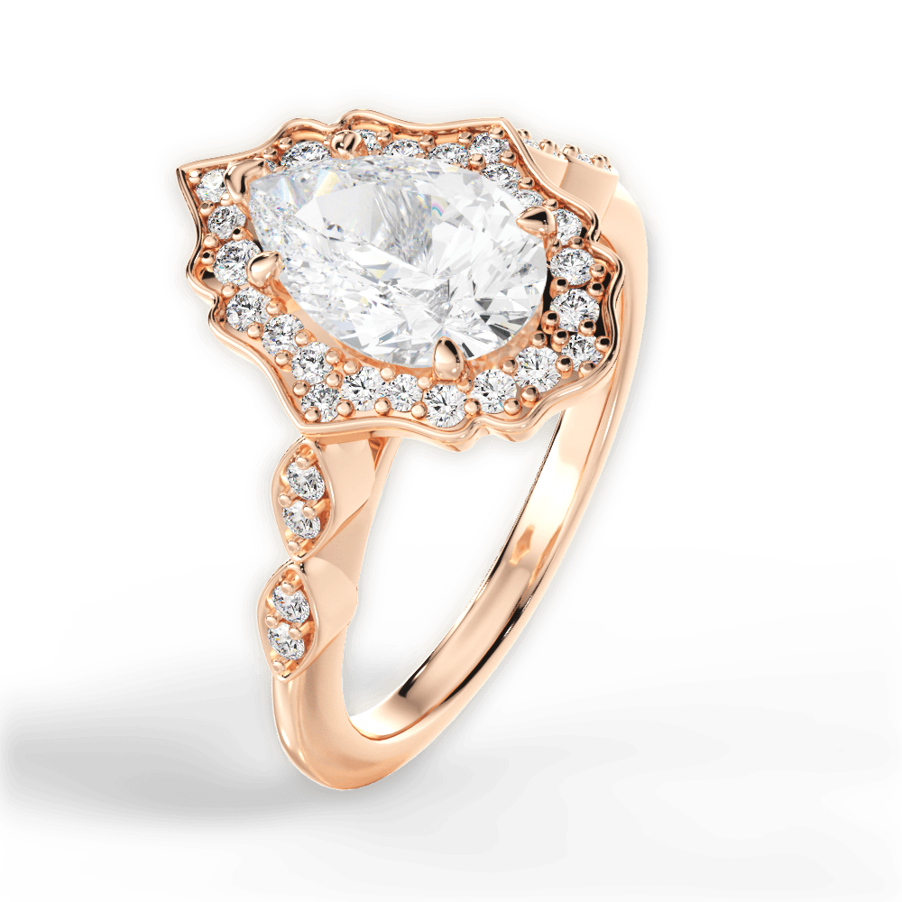 14kt Rose Gold/18kt Rose Gold/pear/side