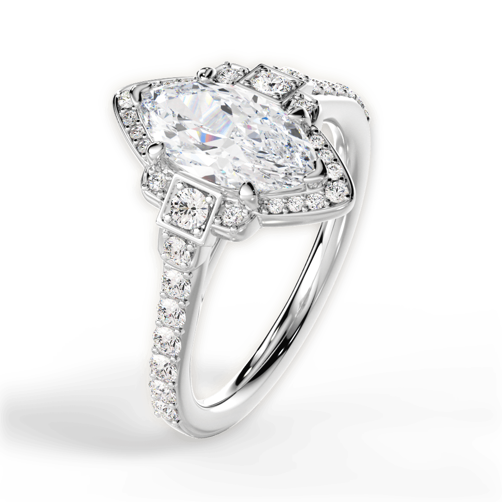 14kt White Gold/18kt White Gold/Platinum/marquise/side