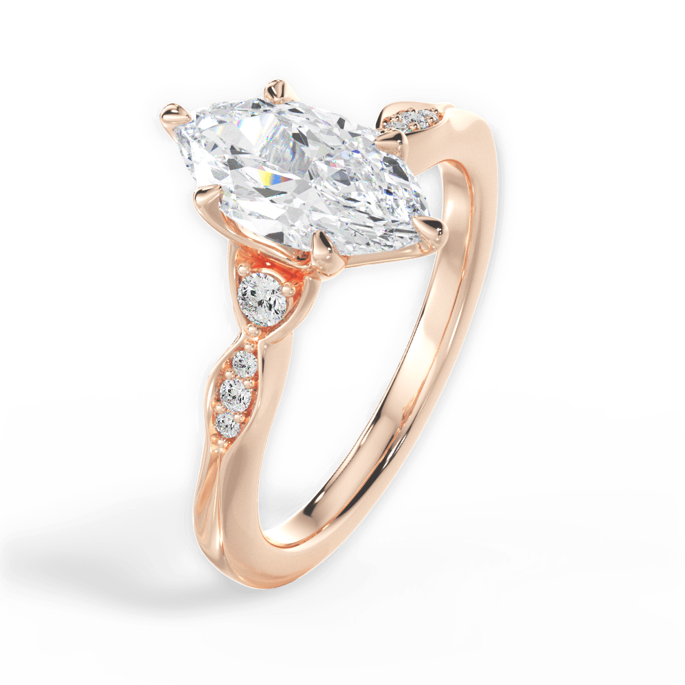 14kt Rose Gold/18kt Rose Gold/marquise/side