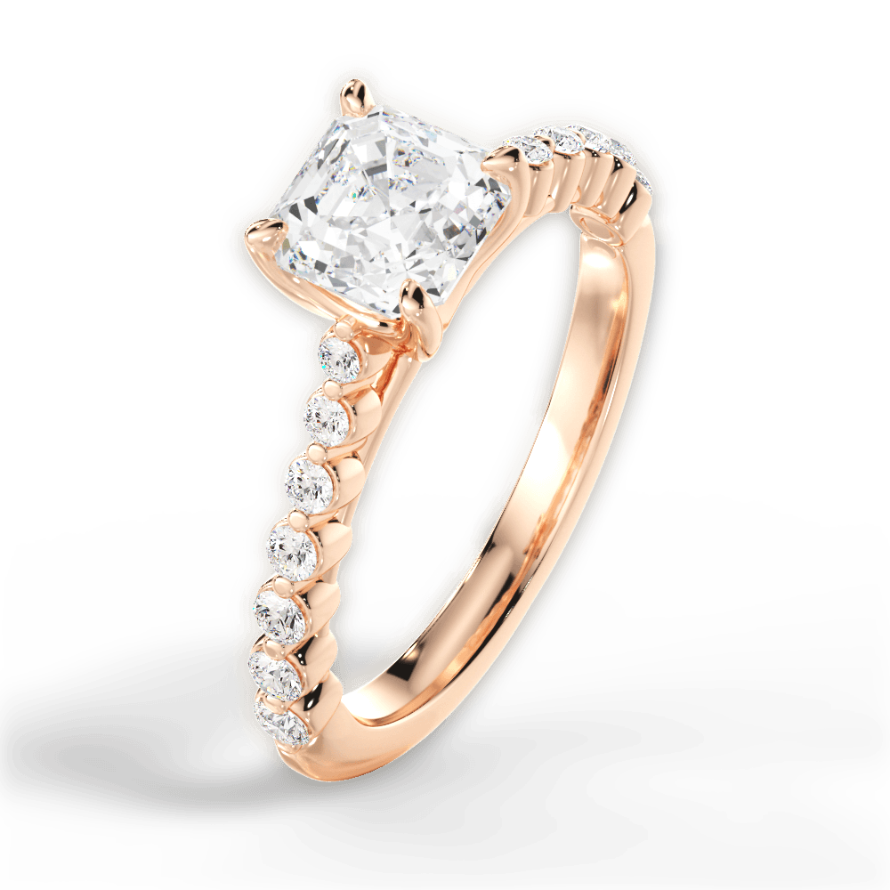 14kt Rose Gold/18kt Rose Gold/asscher/side