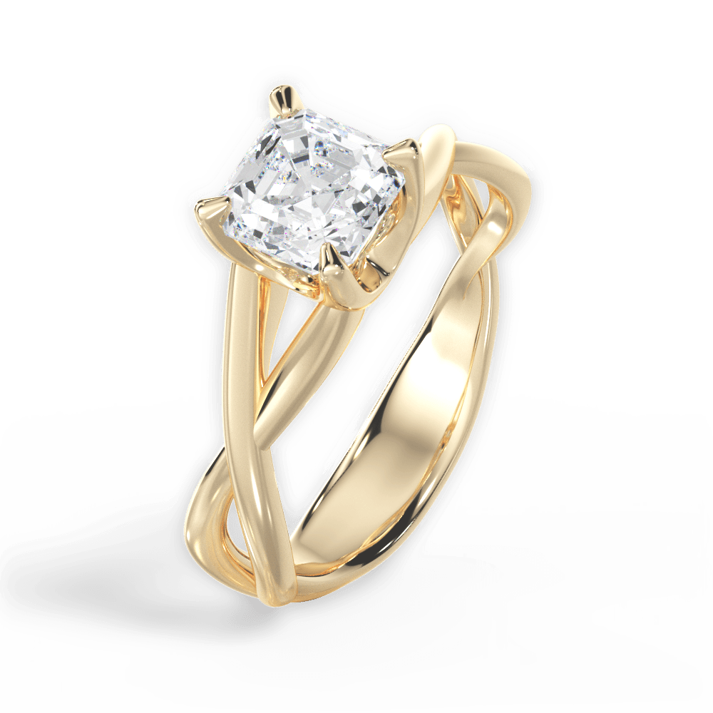 14kt Yellow Gold/18kt Yellow Gold/asscher/side