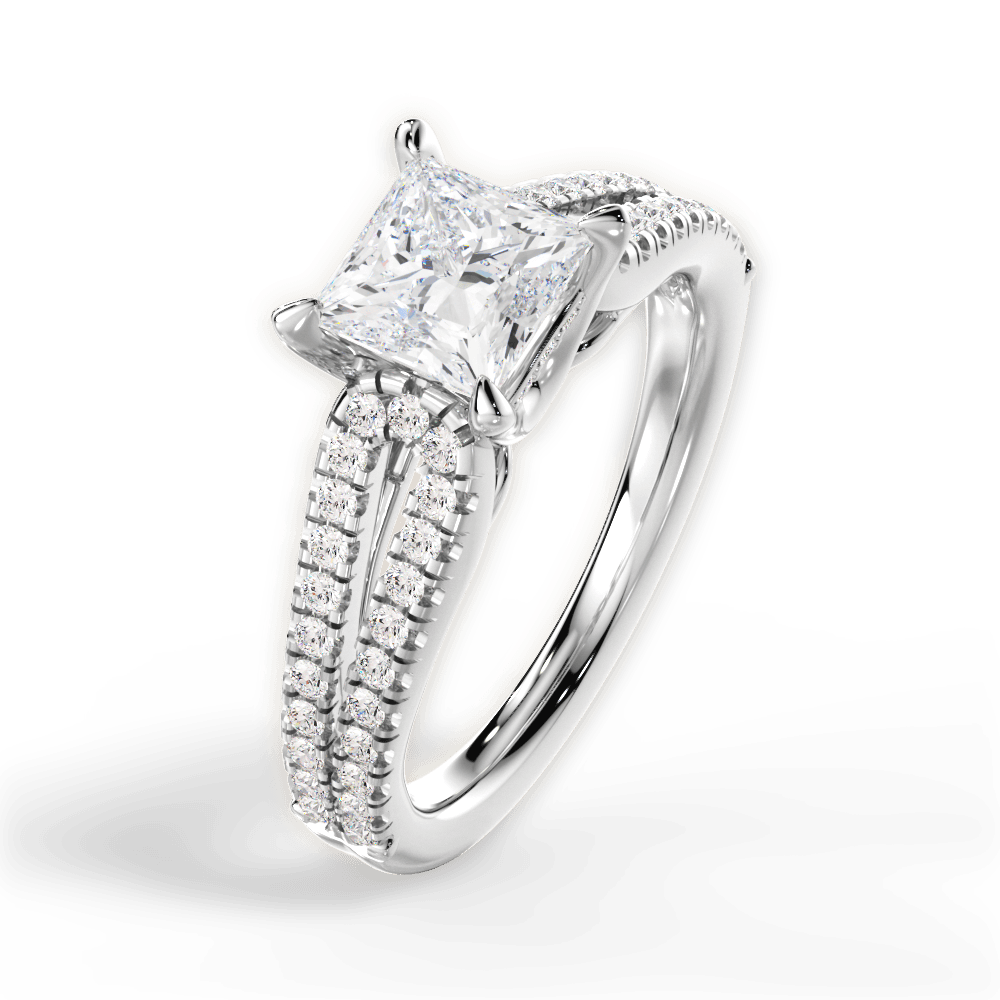 14kt White Gold/18kt White Gold/Platinum/princess/side