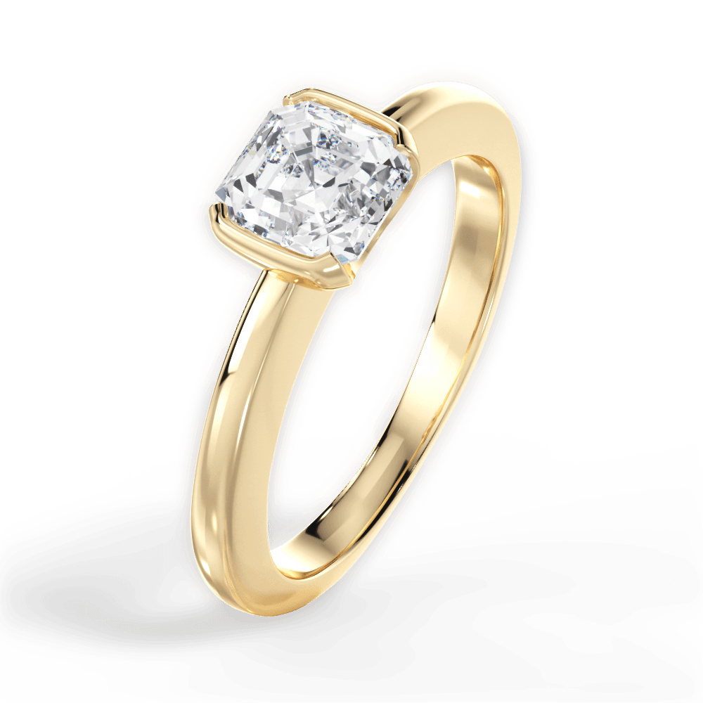 14kt Yellow Gold/18kt Yellow Gold/asscher/side