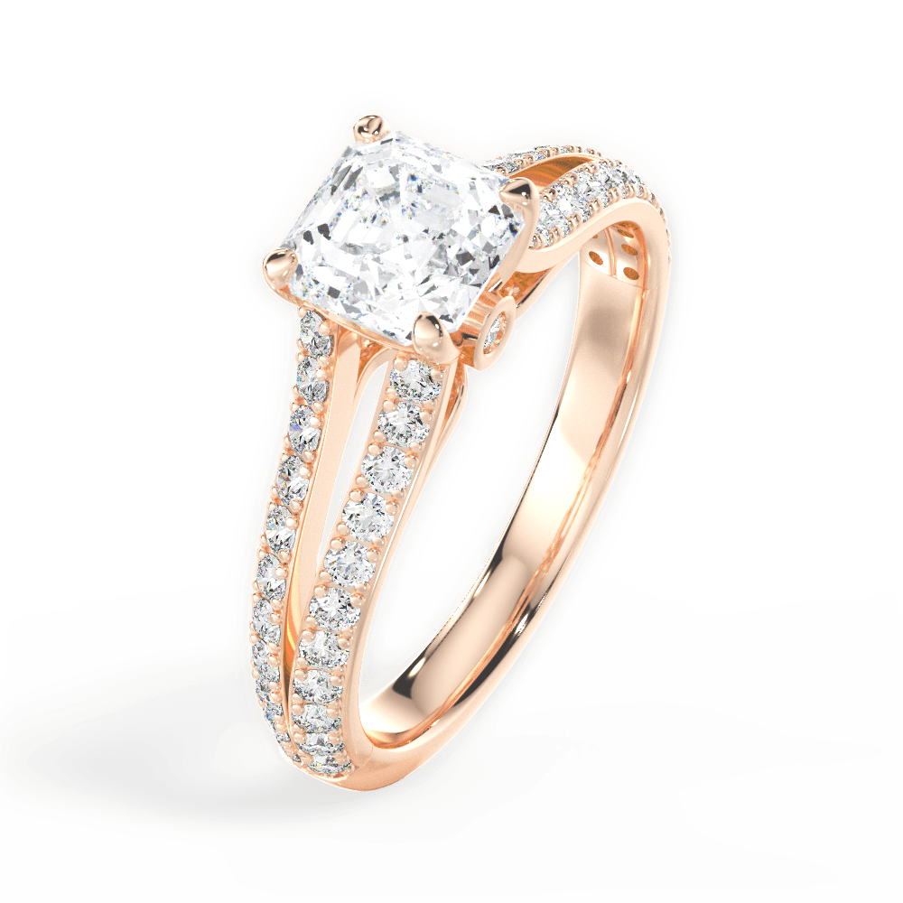 14kt Rose Gold/18kt Rose Gold/asscher/side