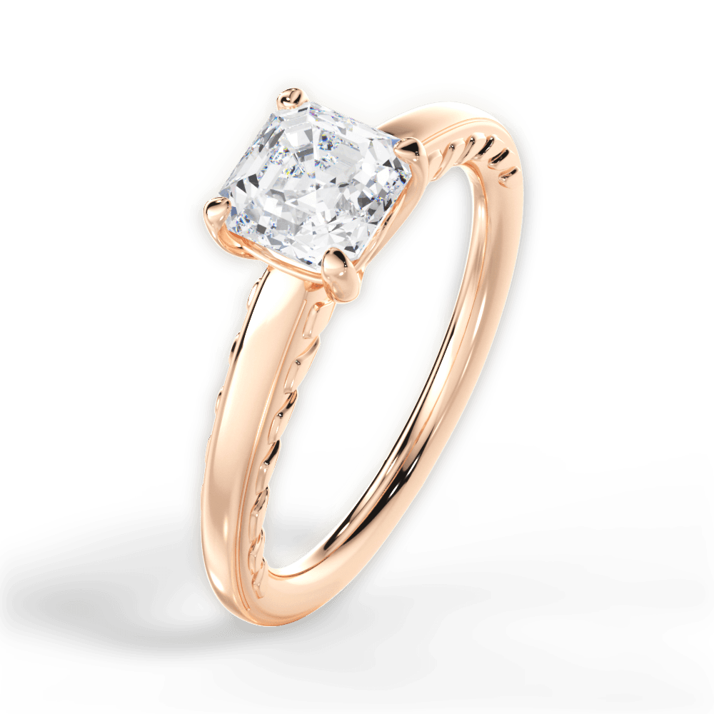 14kt Rose Gold/18kt Rose Gold/asscher/side