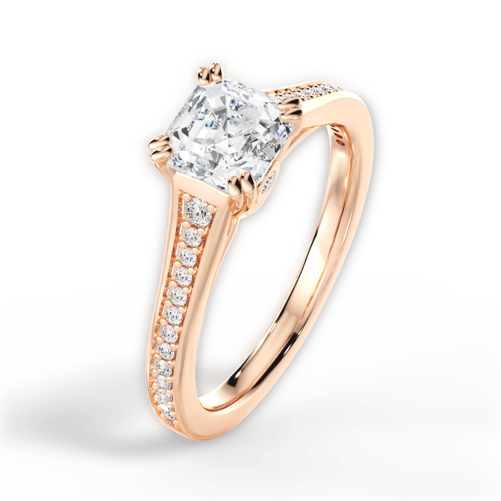 14kt Rose Gold/18kt Rose Gold/asscher/side