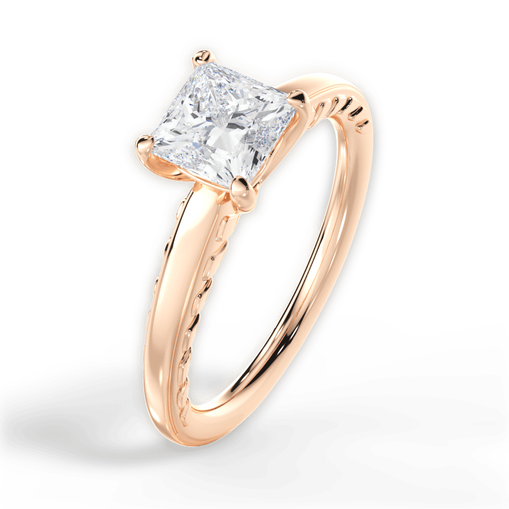 14kt Rose Gold/18kt Rose Gold/princess/side