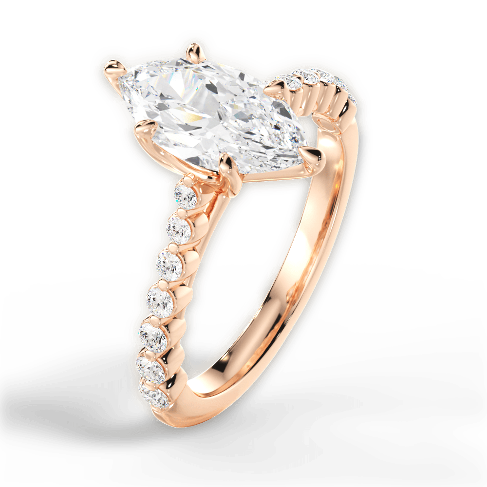 14kt Rose Gold/18kt Rose Gold/marquise/side