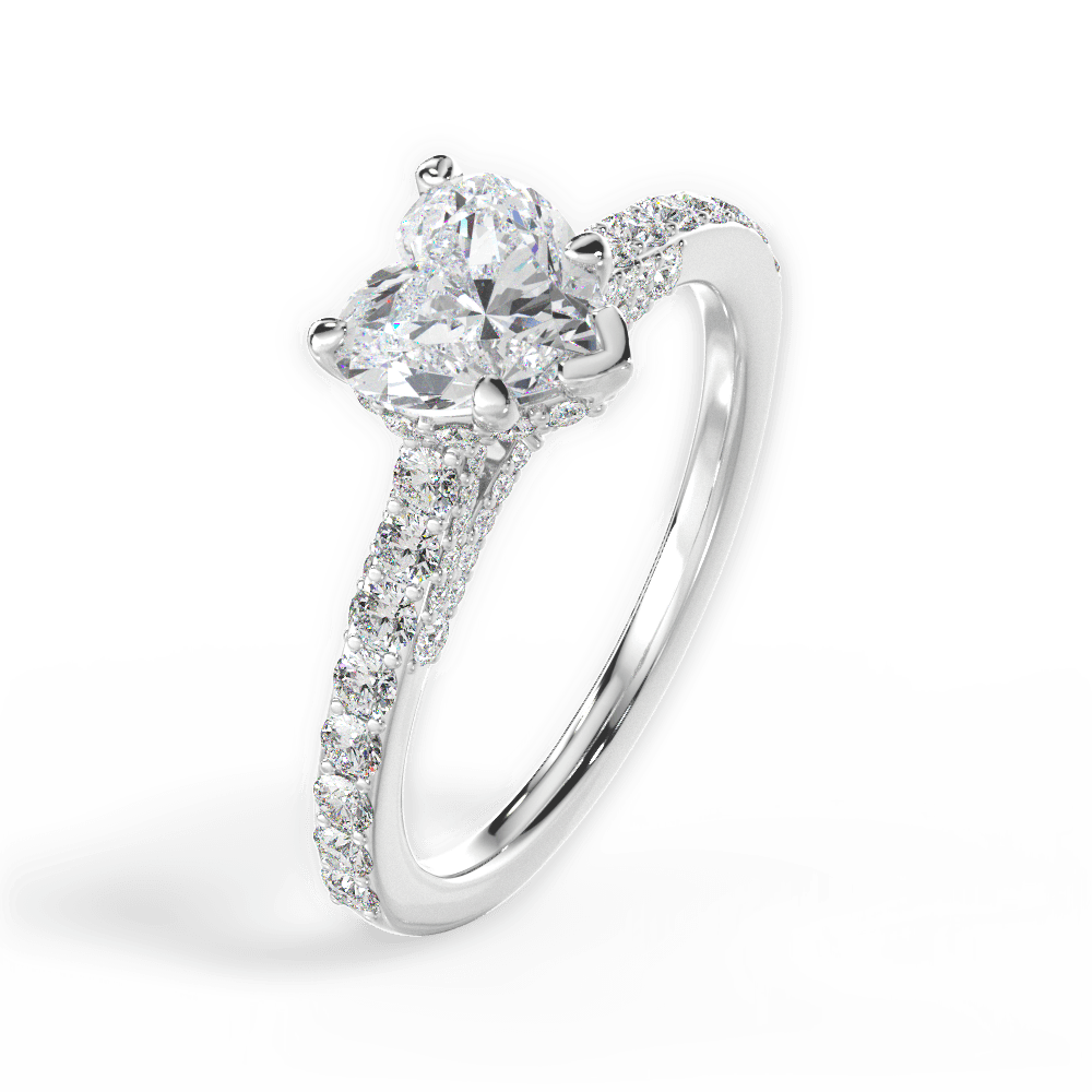 14kt White Gold/18kt White Gold/Platinum/heart/side