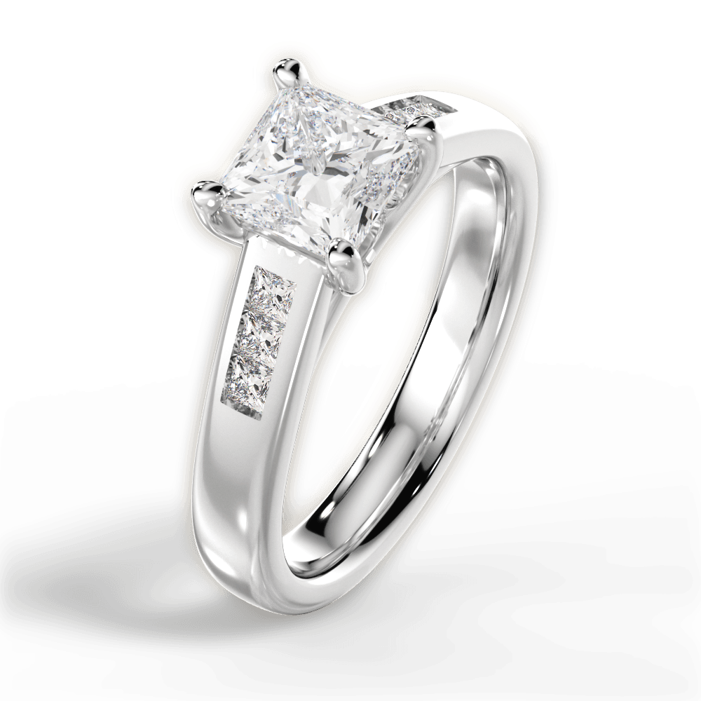 14kt White Gold/18kt White Gold/Platinum/princess/side