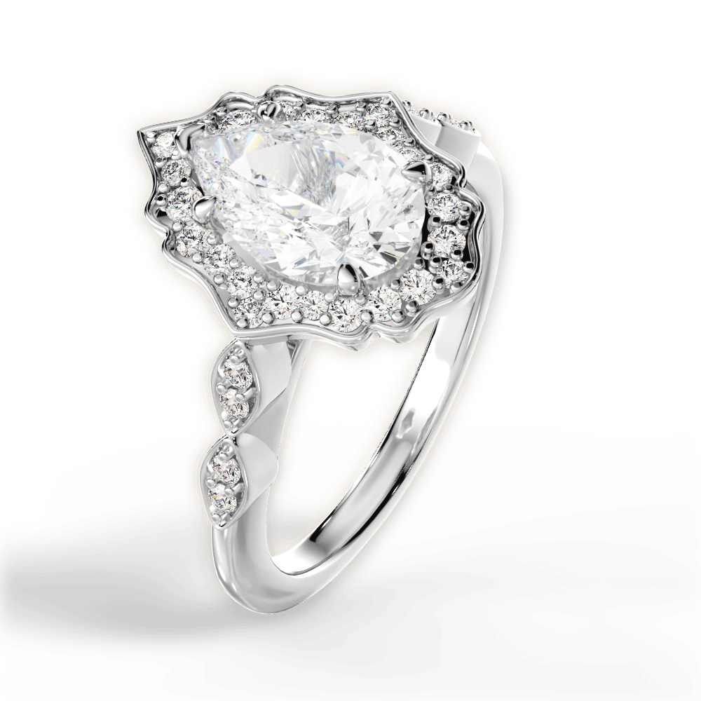 14kt White Gold/18kt White Gold/Platinum/pear/side