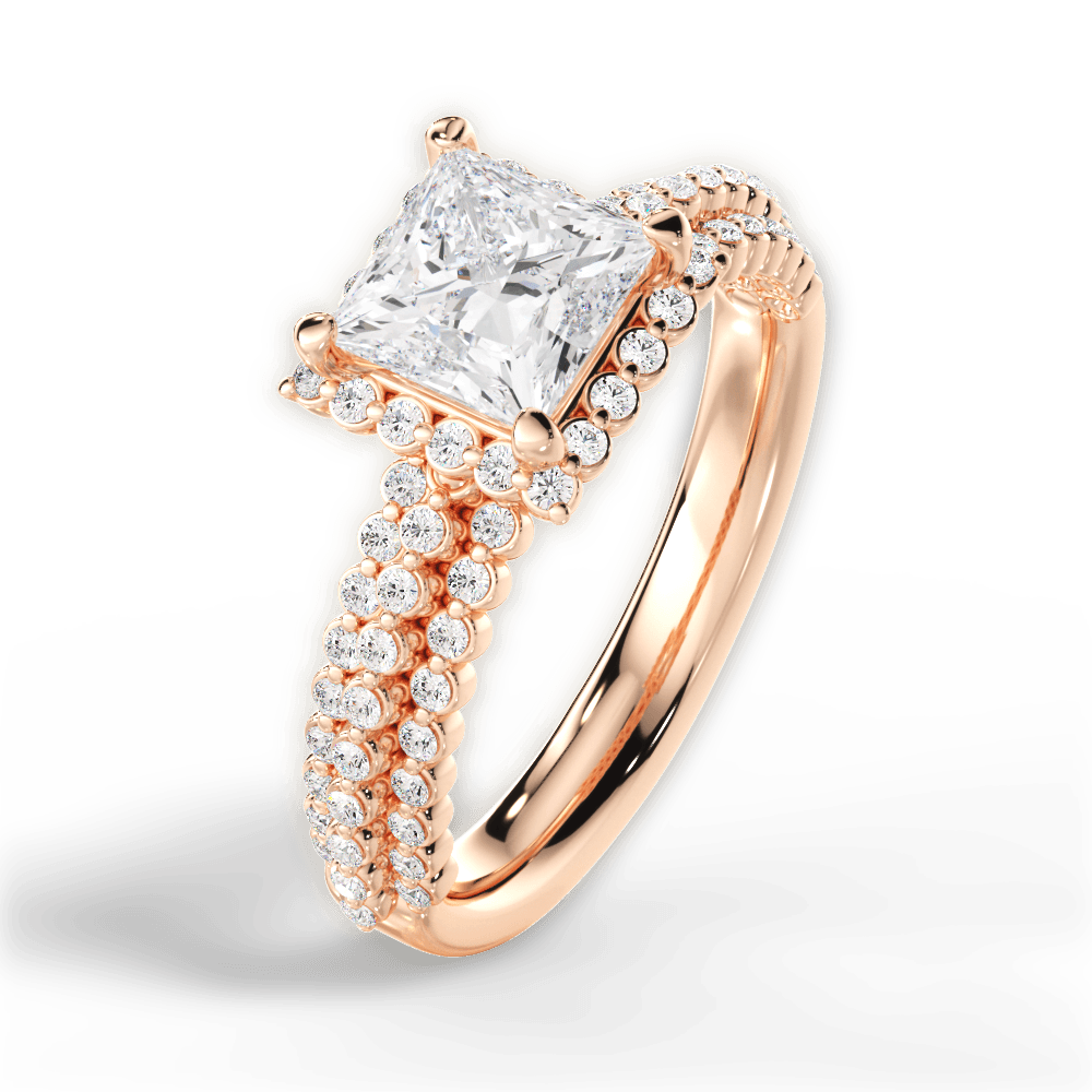 14kt Rose Gold/18kt Rose Gold/princess/side