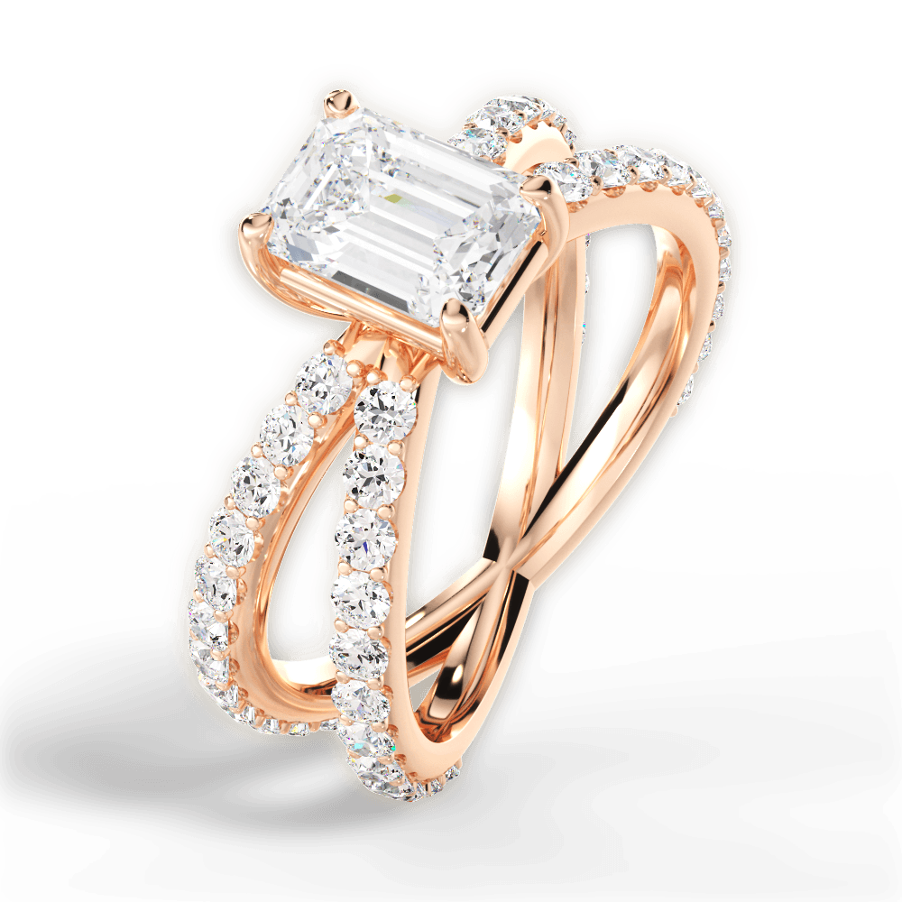 14kt Rose Gold/18kt Rose Gold/emerald/side