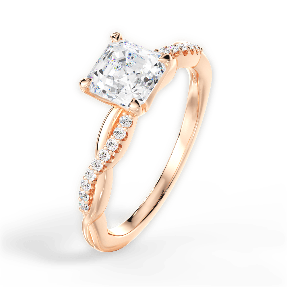 14kt Rose Gold/18kt Rose Gold/asscher/side