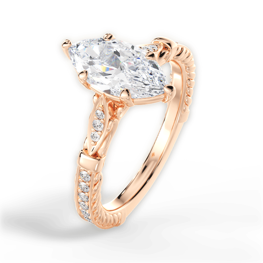 14kt Rose Gold/18kt Rose Gold/marquise/side