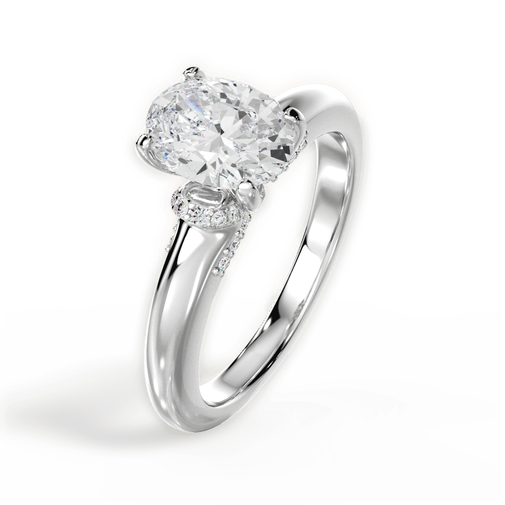 14kt White Gold/18kt White Gold/Platinum/oval/side