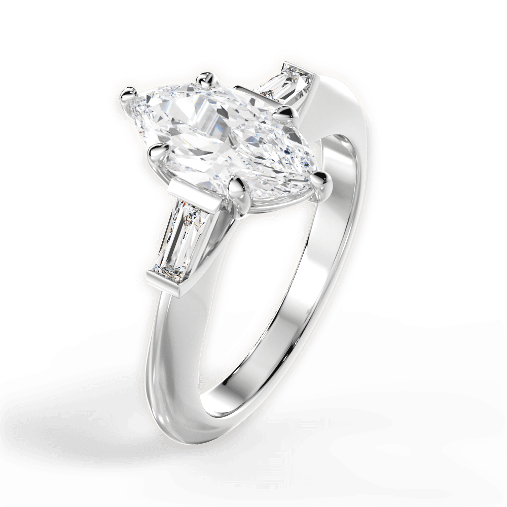 14kt White Gold/18kt White Gold/Platinum/marquise/side