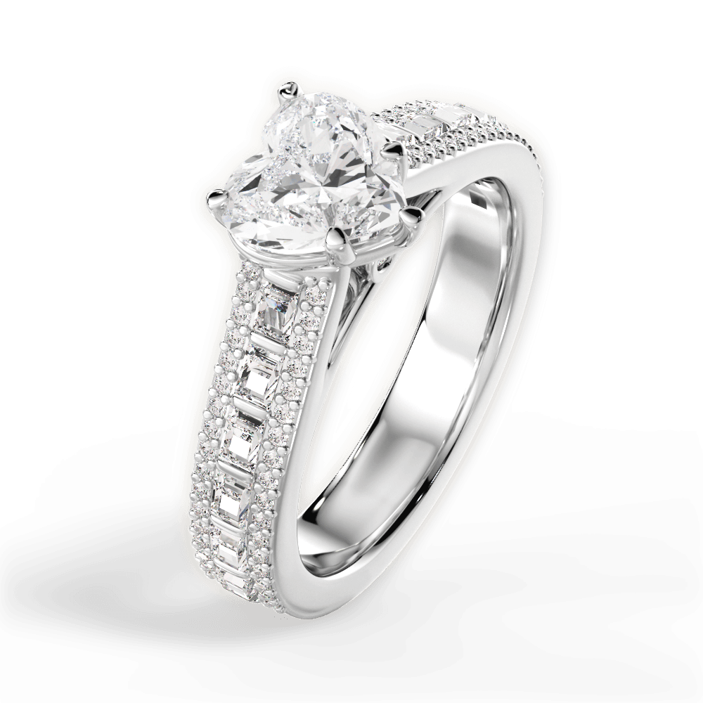 14kt White Gold/18kt White Gold/Platinum/heart/side