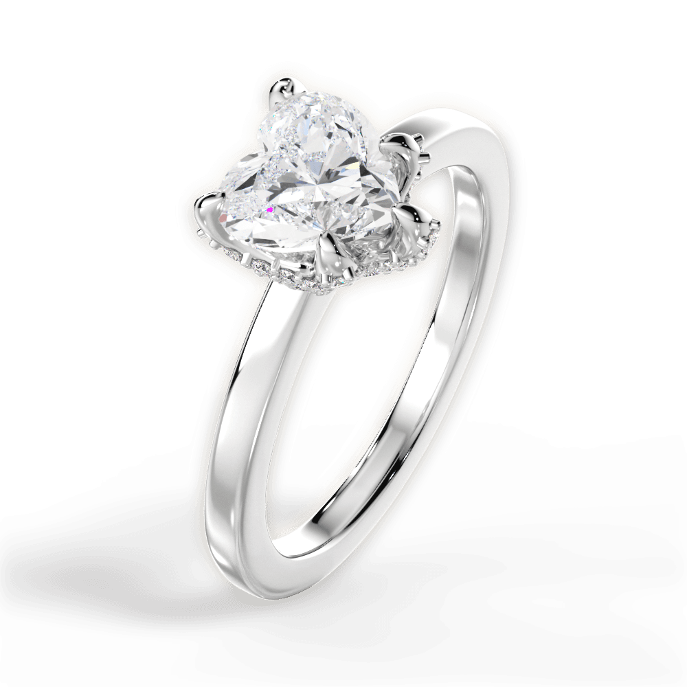 14kt White Gold/18kt White Gold/Platinum/heart/side