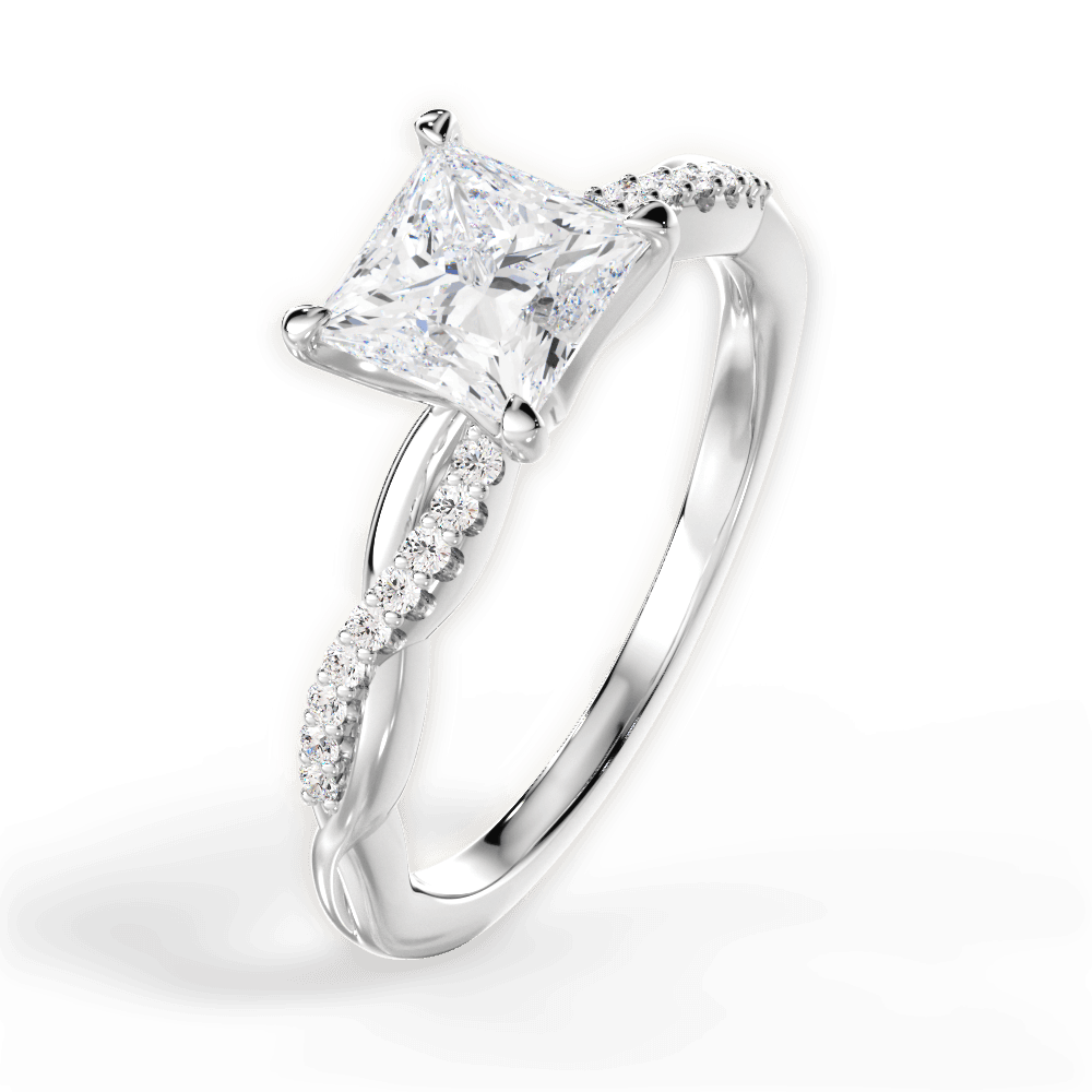 14kt White Gold/18kt White Gold/Platinum/princess/side