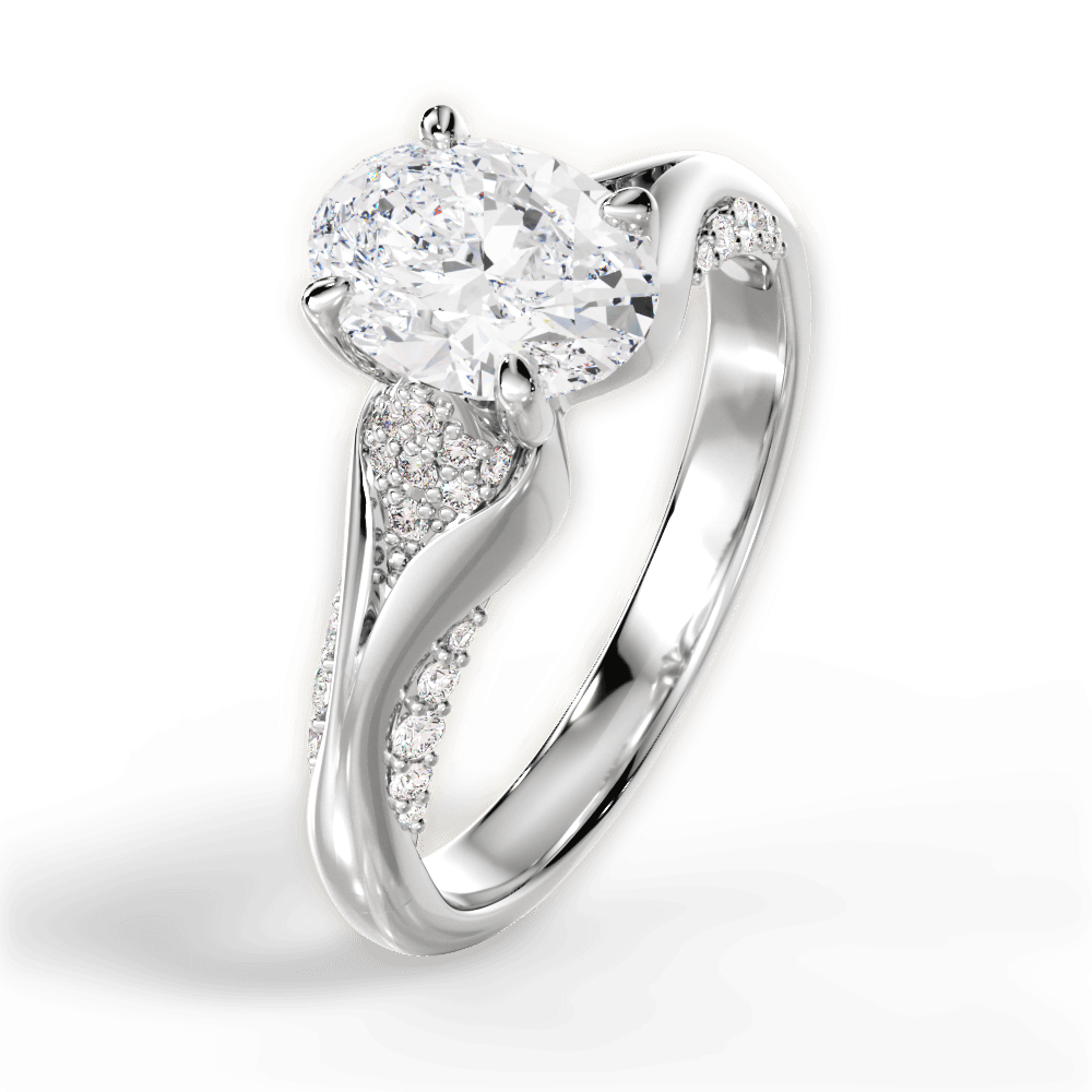 14kt White Gold/18kt White Gold/Platinum/oval/side