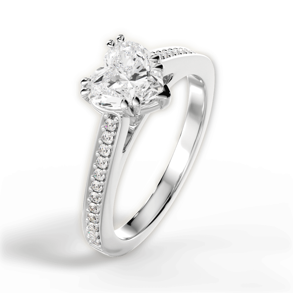 14kt White Gold/18kt White Gold/Platinum/heart/side