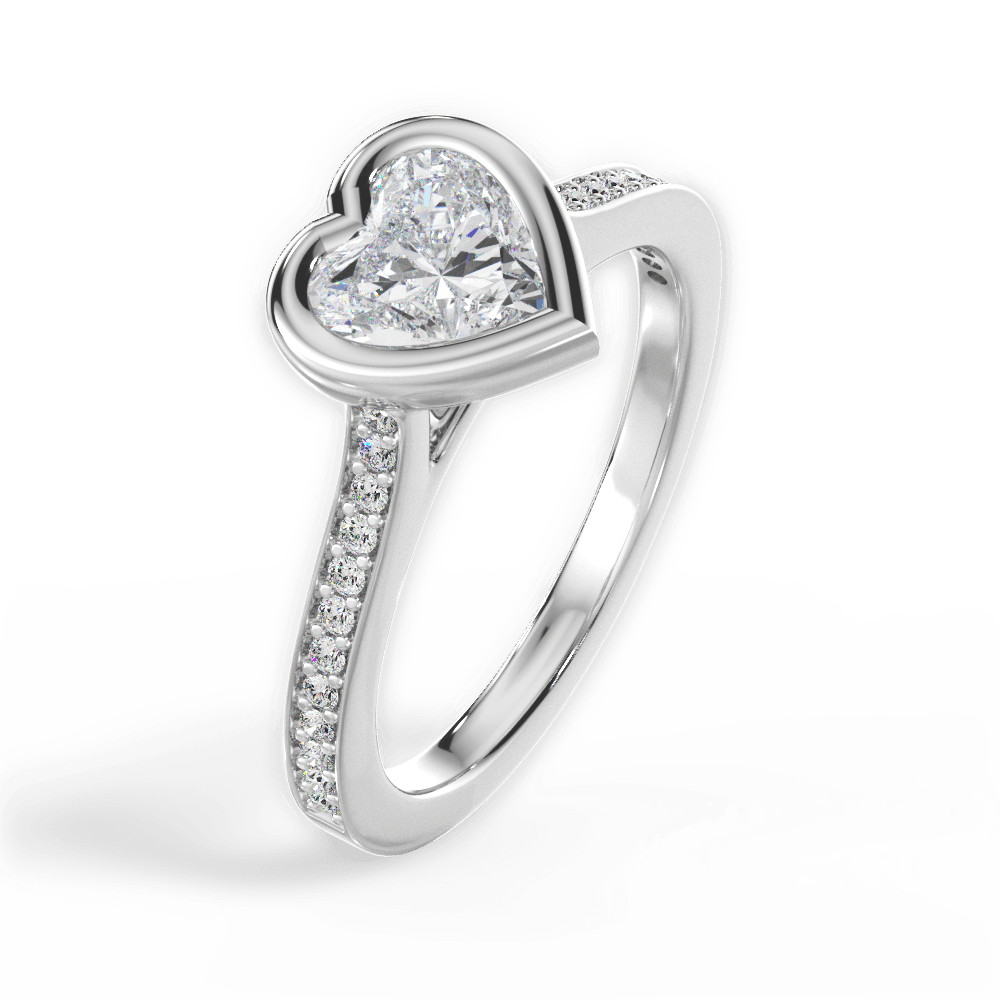 14kt White Gold/18kt White Gold/Platinum/heart/side