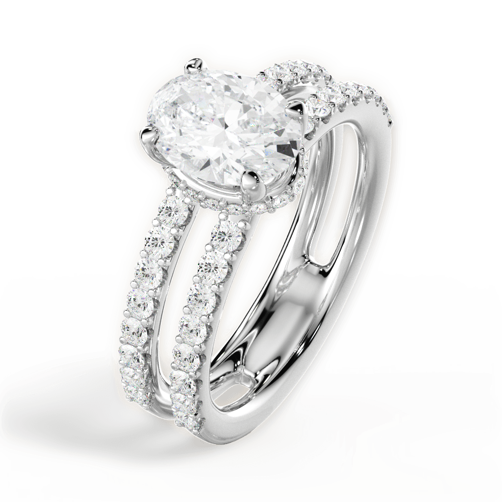 14kt White Gold/18kt White Gold/Platinum/oval/side