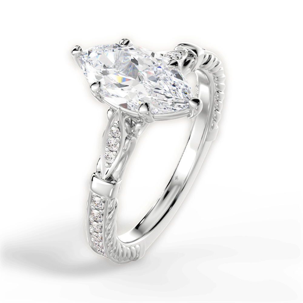 14kt White Gold/18kt White Gold/Platinum/marquise/side