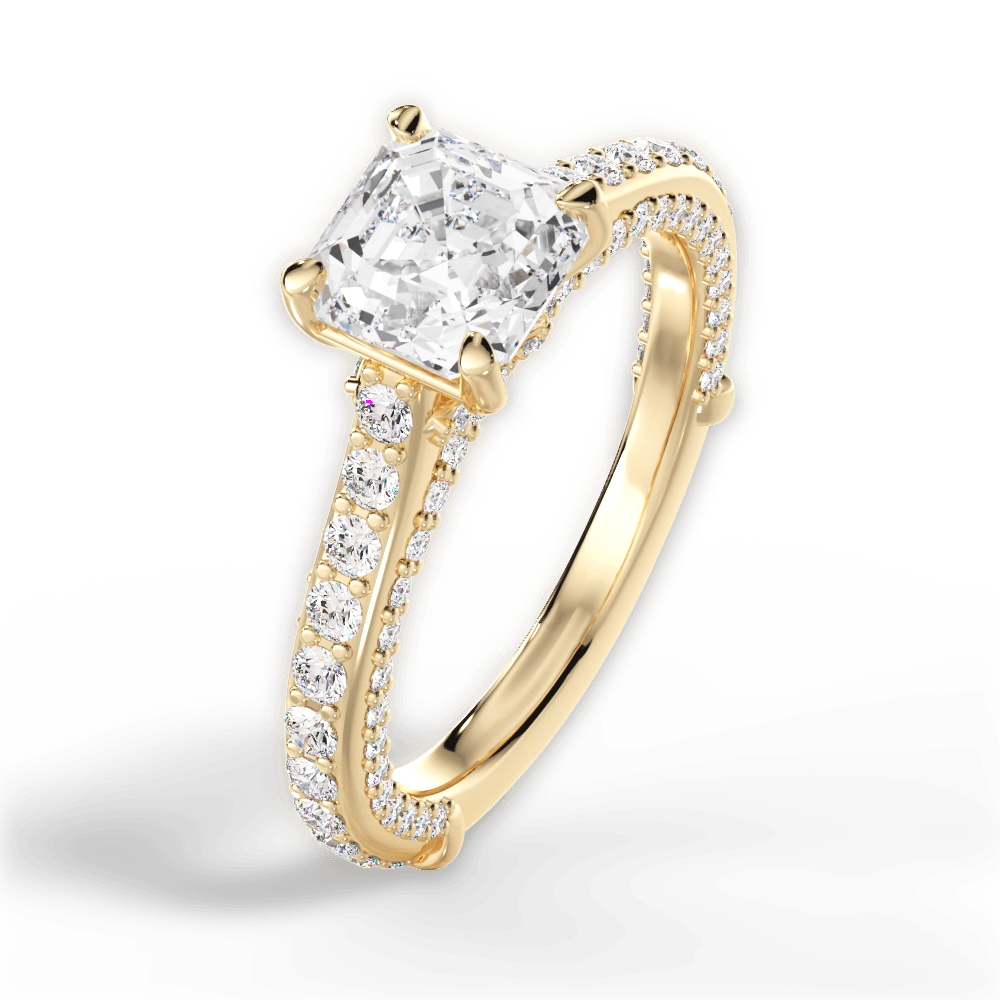 14kt Yellow Gold/18kt Yellow Gold/asscher/side