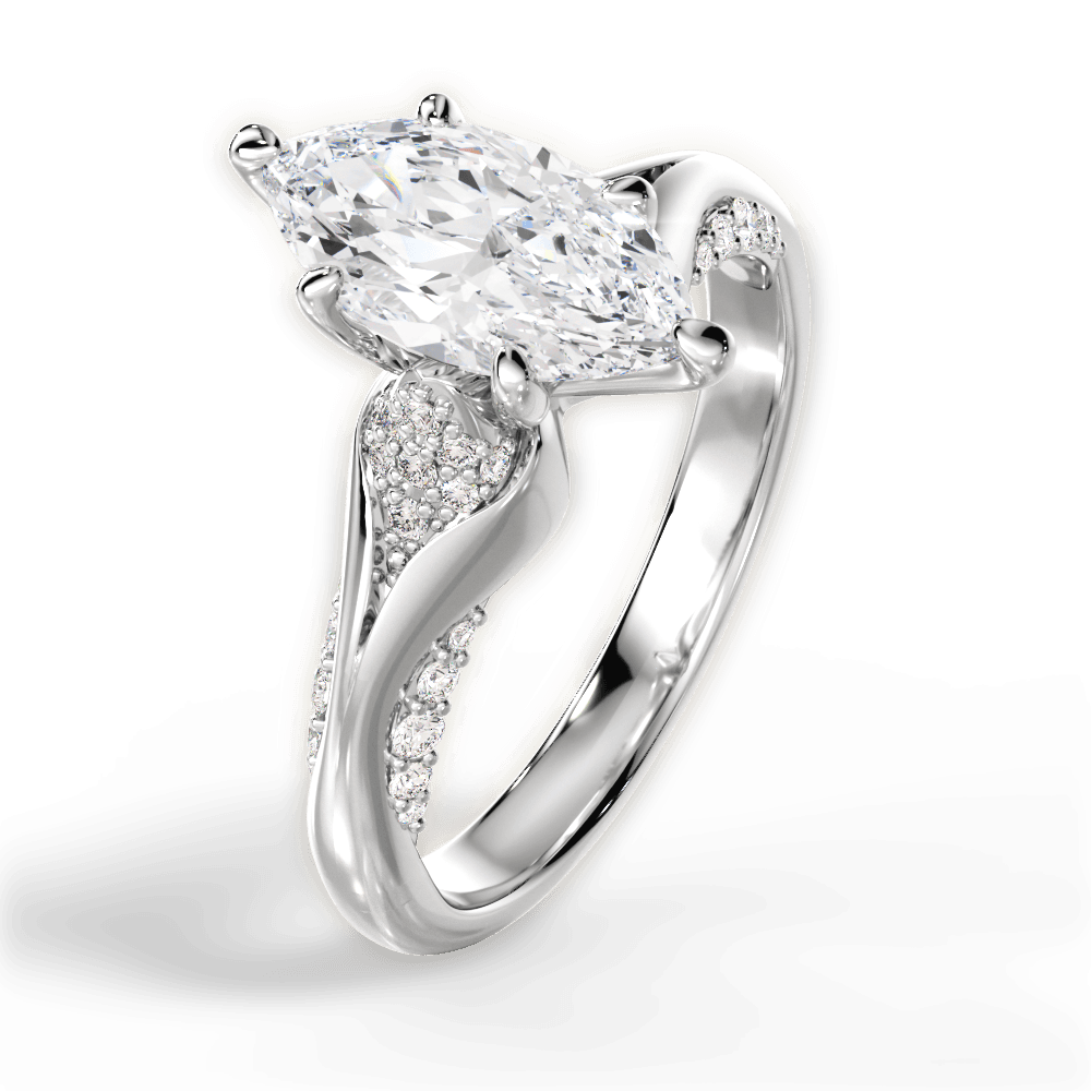 14kt White Gold/18kt White Gold/Platinum/marquise/side