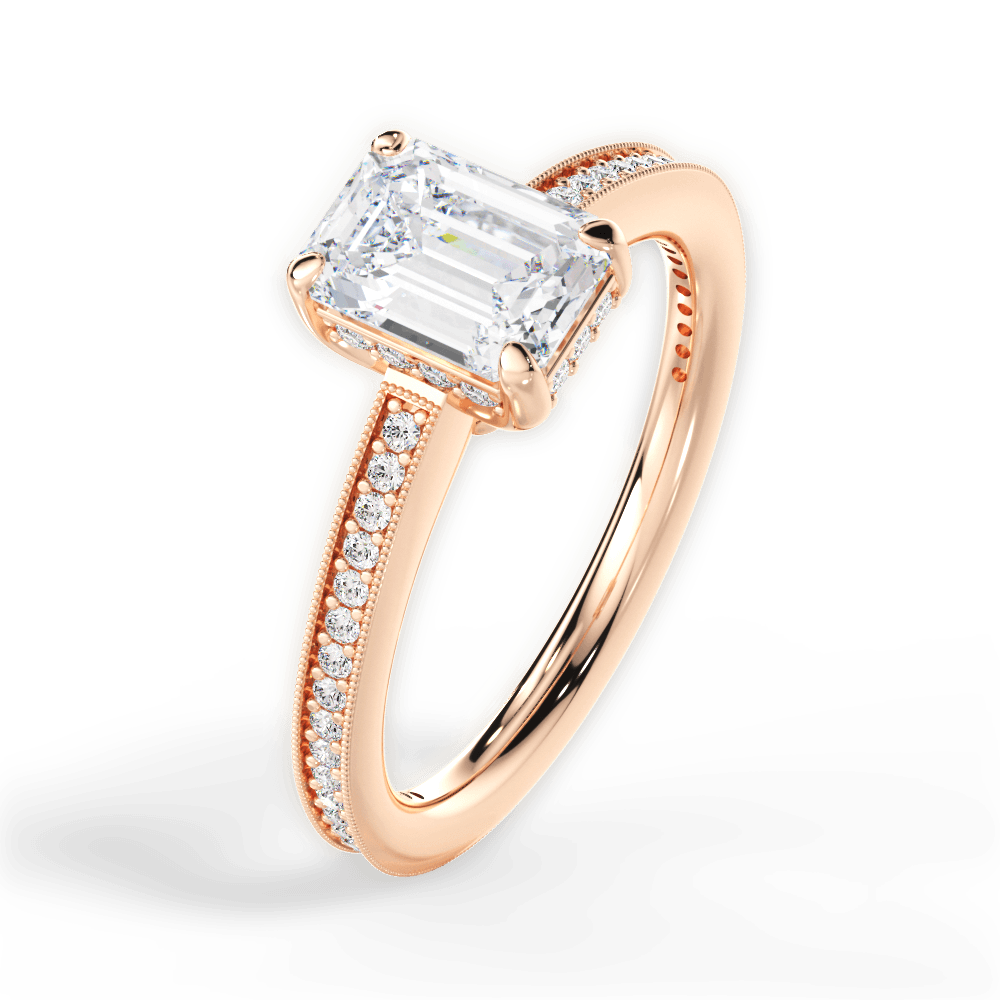 14kt Rose Gold/18kt Rose Gold/emerald/side