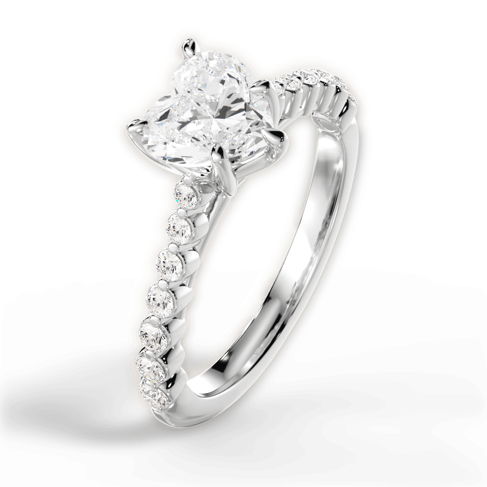 14kt White Gold/18kt White Gold/Platinum/heart/side