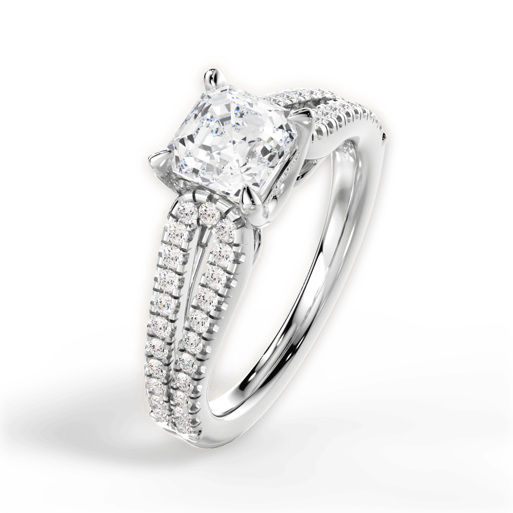 14kt White Gold/18kt White Gold/Platinum/asscher/side