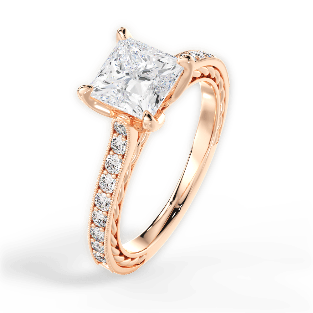 14kt Rose Gold/18kt Rose Gold/princess/side